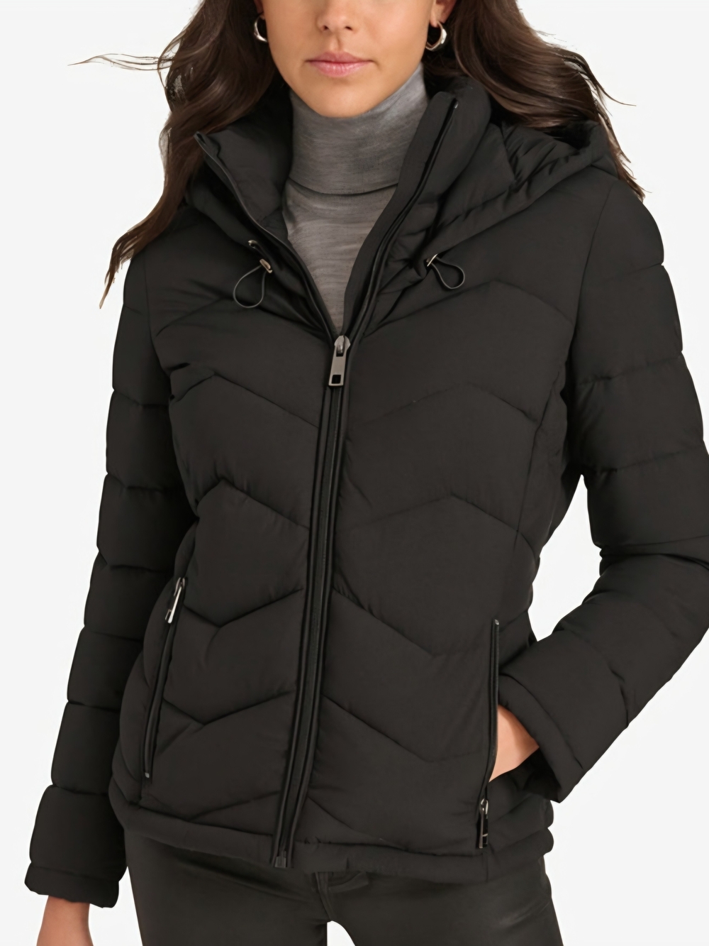 Calvin Klein Black Hooded Quilted Puffer Jacket